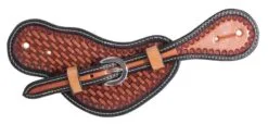 Basket Weave - Chestnut With Black Border Spur Strap
